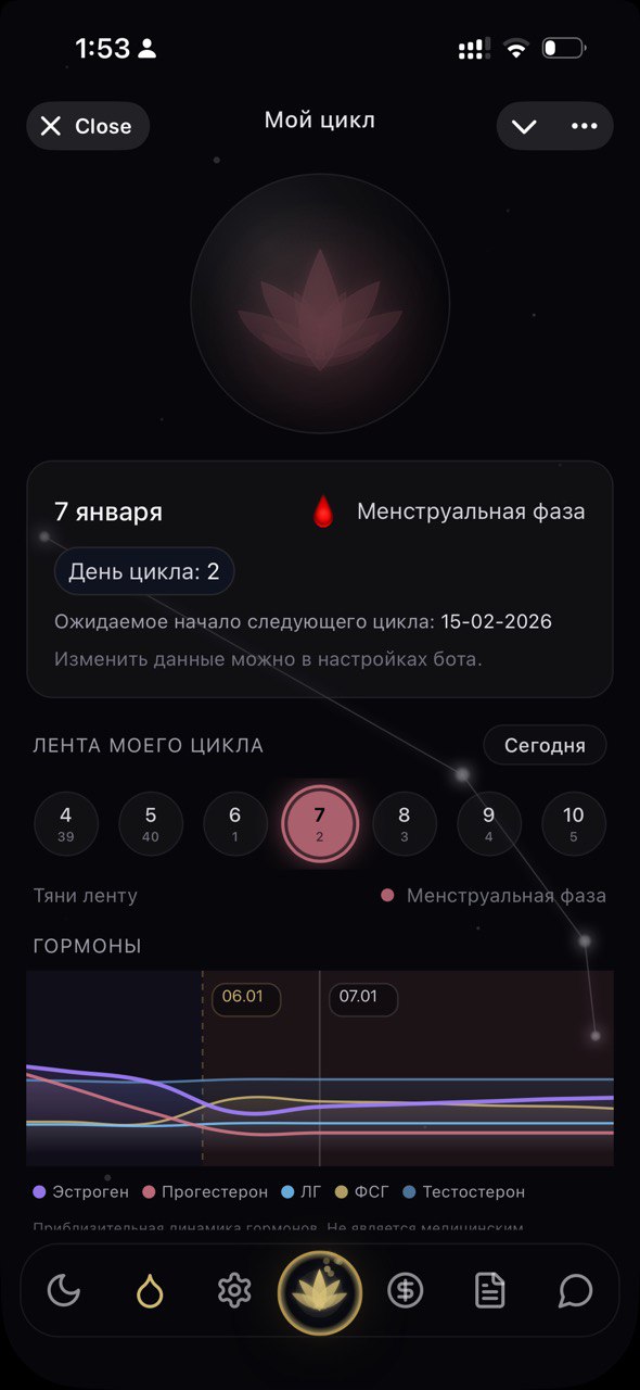 Скриншот Mini App: Мой цикл